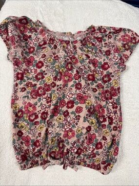 Garanimals Pink Floral Short Sleeve Top with Red and Yellow Flowers